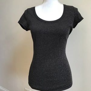 White House Black Market Black and Silver Tee, Top